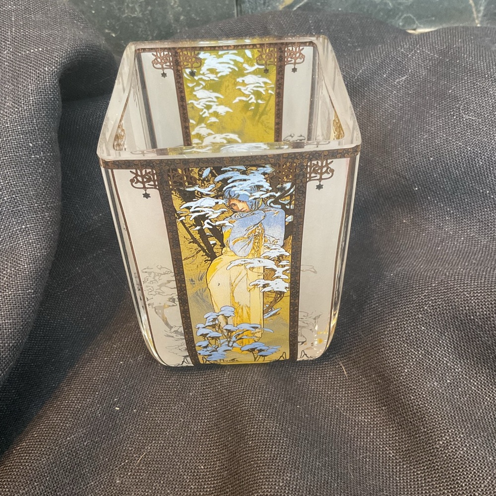Vintage Art Nouveau Glass Vase with Floral Design Goebel Artis Winter - Picture 7 of 9